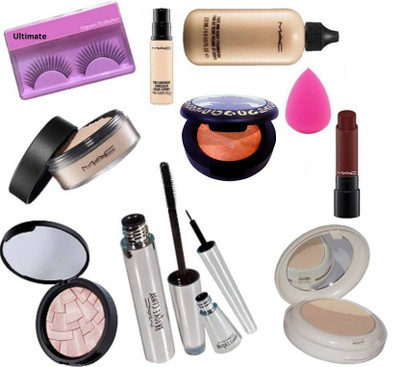 

Ultimate Eyelashes & Mac face & body Foundation 120ml & Loss Powder & Orange Blusher & liptensity Lipistick & Brooke Candy Liner & Mascara&Lightful BB Tinted Compact & Anastasia Illuminater & pro longwear concealer of mac(Set of 11)