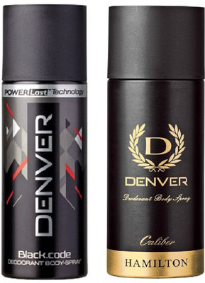 

Denver Black code and caliber Deodorant Spray - For Men(200 ml, Pack of 2)