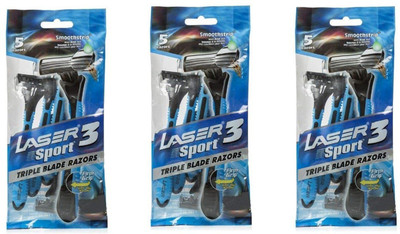 

Laser Sport 3 Razor Set of 3 (15 Razor, 15 Cartridges) Disposable Razor(Pack of 15)