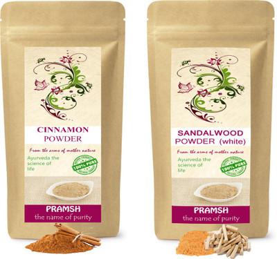 

PRAMSH Premium Quality White Sandalwood 300gm & Cinnamon (Daalchini) 100gm Powder Combo(400 g)