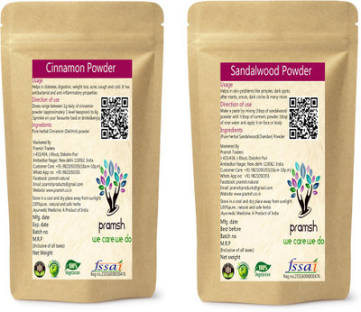 

PRAMSH Premium Quality White Sandalwood 100gm & Cinnamon (Daalchini) 400gm Powder Combo(500 g)