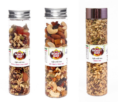 

Roast Way Roastway Foods Berries Seeds & Nuts Delight, Dry Fruit Trail Mix and Seed Mix Roasted Namkeen and Snack Food (Weight 450Gm) Combo(500)