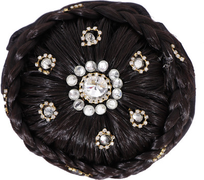 

HONBON Artificial Juda Hair Accessories For Women and Girls with Stone Work Juda For Festives Designer Stone Bridal Wedding Hair Extension Juda Accessories … Bun(Brown)