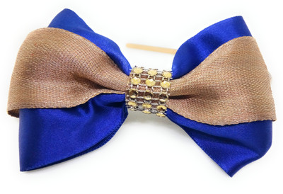 

SKD Elegant handmade Princess Satin & Golden Bow for Girls for Special Occasion/Hairband / Hair Accessory – Blue Head Band(Blue)