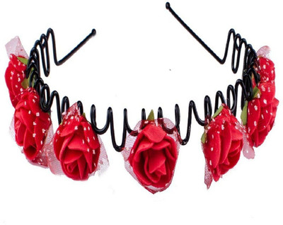 EKAN New Design Zig-Zag Flower Hairband, Headband For Party, Hair Accessories, Red Hair Band(Red)