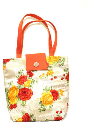 

Prayas Hand-held Bag(White, Orange), Orange;white