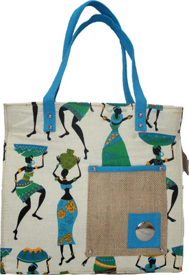 

Prayas Hand-held Bag(White, Blue), Blue;white