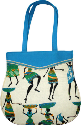 

Prayas Hand-held Bag(White, Blue), Blue;white