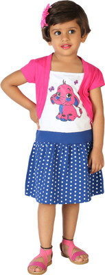 

Lil Orchids Midi/Knee Length Casual Dress(Pink, Cap Sleeve, Fushcia