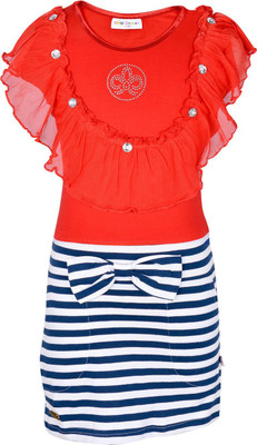 

Lil Orchids Girls Midi/Knee Length Casual Dress(Red, Fashion Sleeve