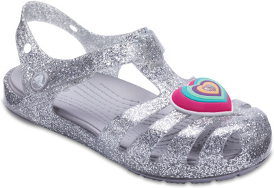 

Crocs Girls Velcro Strappy Sandals(Silver, Black