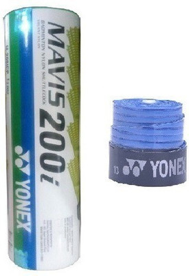 

Yonex Combo of Two, One 'Mavis 200i' Nylon Shuttle Cock (Pack of 6) and 1 'E Tech 903' Badminton Grip (Color On Availability) Badminton Kit