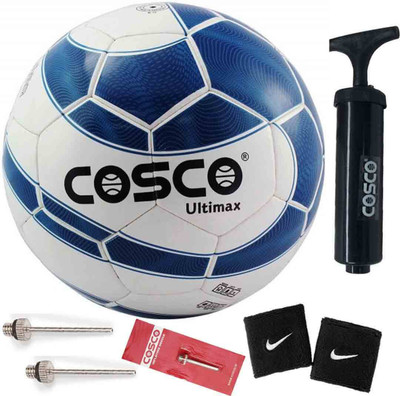 

Cosco Ultimax Football Size-5 ( Color on Availability) WIth Football Pump & 1 Pair Wrist Band Football Kit