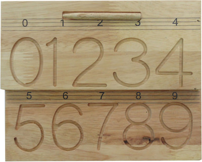 

WISSEN Wooden Number learning tracing tray with dummy pencil(Brown)