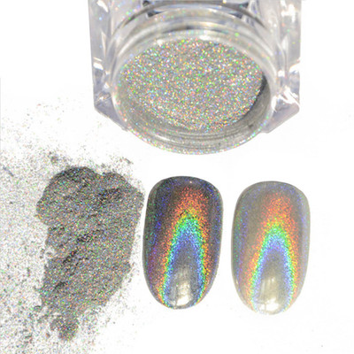 

Osking 2g Holographic Laser Rainbow Nail Chrome Powder Dust Pigments Nail Art Decoration(Chrome)