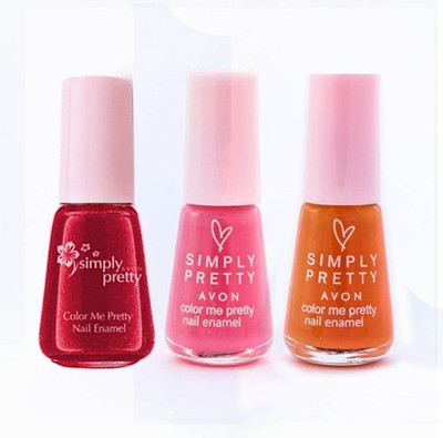 

Avon Color Me Pretty Nail Enamel (cherry red - rose - juicy orange)(Pack of 3)