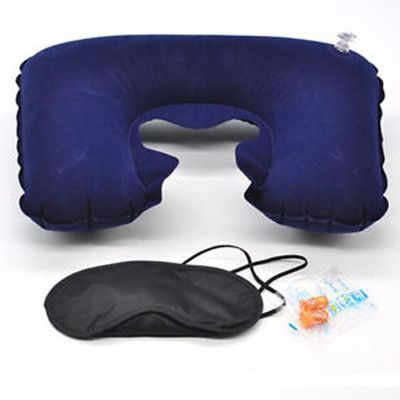 

oramsa 3 in 1 Travel Set-Air Cushion, Ear Plug Neck Pillow & Eye Shade(black)