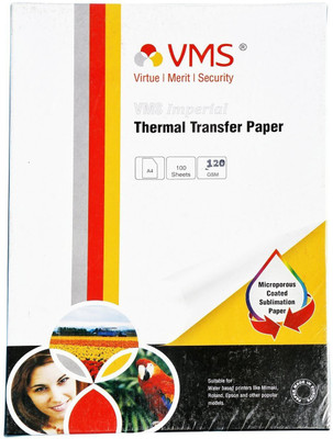 

VMS Imperial Thermal Transfer Paper A4 120 GSM Good Quality T-Shirt, Sportswear,Fashion Fabrics and textiles,Pillow Covers, Mugs, Banners A4 Iron-On Inkjet Heat Transfer Paper Unruled A4 Inkjet Paper(Set of 1, White)