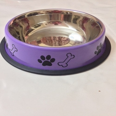 

Petsnhuman Small Round Steel Pet Bowl(300 ml Purple)