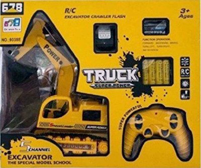 Charnalia Remote Control Crawler Excavator With Flash Light(Yellow)