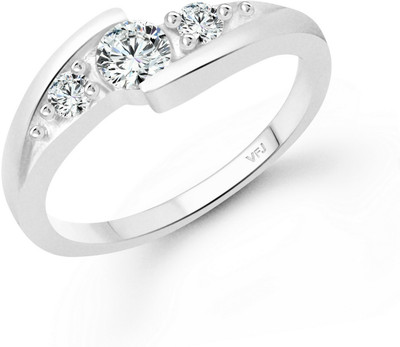 VIGHNAHARTA Vighnaharta Unique Three Stone Ring for Women and Girls Alloy, Brass Cubic Zirconia Rhodium Plated Ring Alloy, Brass Cubic Zirconia Rhodium Plated Ring