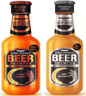 

Park Avenue NEW ANTI DANDRUFF Beer Shampoo + NEW SHINY & BOUNCY Beer Shampoo 370 ml × 2 Pack Of Two(740 ml)