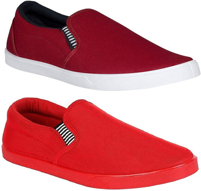 

Chevit Combo Pack of 2 Casual Shoes Slip On Sneakers For Men(Maroon, Red