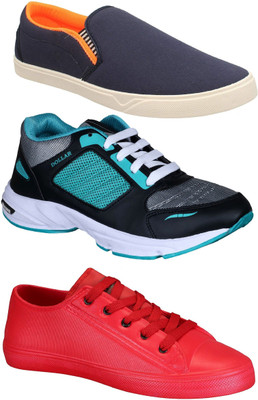 

Pexlo Combo Pack of 3 Casual & Sports Shoes (Loafers & Sneakers Shoes) Running Shoes Slip On Sneakers For Men(Blue, Multicolor, Blue & red