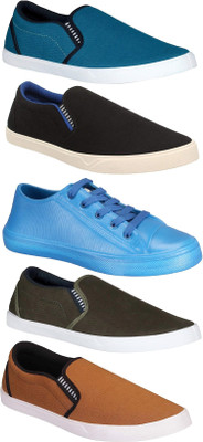 

Pexlo Combo Pack of 5 Casual & Sports Shoes (Loafers Shoes) Casuals For Men(Multicolor, Black;olive & blue