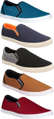 

Pexlo Combo Pack of 5 Casual & Sports Shoes (Loafers Shoes) Slip On Sneakers For Men(Multicolor, Blue;grey;tan & maroon