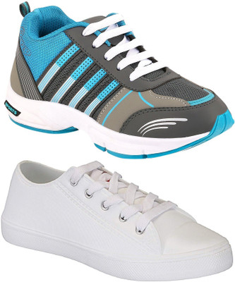 

Chevit Combo Pack of 2 Casual & Sports Shoes (Sneakers Shoes) Running Shoes For Men(Grey, White, Blue