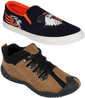 

Chevit Combo Pack of 2 Casual & Sports Shoes (Loafers Shoes) Casuals For Men(Tan, Blue & brown