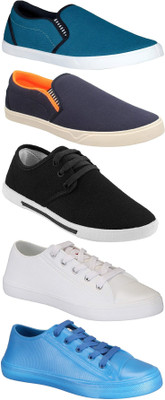 

Chevit Combo Pack of 5 Casual & Sports Shoes (Loafers Shoes) Slip On Sneakers For Men(Multicolor, Black;white & blue