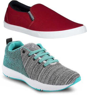 

Pexlo Combo Pack of 2 Casual & Sports Shoes (Loafers Shoes) Casuals For Men(Multicolor, Maroon & grey