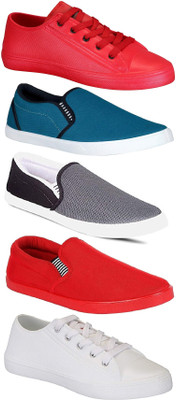 

Pexlo Combo Pack of 5 Casual & Sports Shoes (Loafers Shoes) Sneakers For Men(Multicolor, Red;blue;white & grey