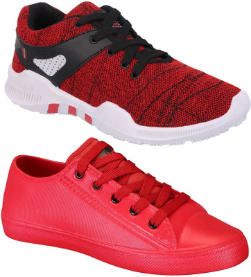 

Pexlo Combo Pack of 2 Casual & Sports Shoes (Sneakers Shoes) Running Shoes For Men(Red, Black