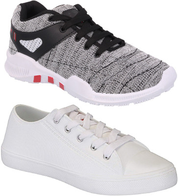 

Pexlo Combo Pack of 2 Casual & Sports Shoes (Running Shoes) Training & Gym Shoes For Men(Grey, White