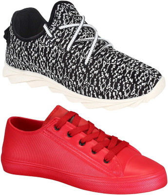 

Pexlo Combo Pack of 2 Casual & Sports Shoes (Sneakers Shoes) Training & Gym Shoes For Men(Black, White, Red, Red & black & white