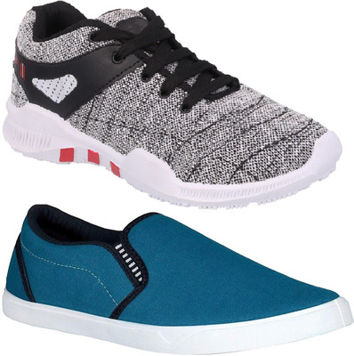 

Pexlo Combo Pack of 2 Casual & Sports Shoes (Loafers Shoes) Running Shoes For Men(Grey, Blue