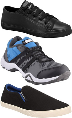 

Pexlo Combo Pack of 3 Casual & Sports Shoes (Loafers & Sneakers Shoes) Running Shoes Sneakers For Men(Multicolor, Grey & black