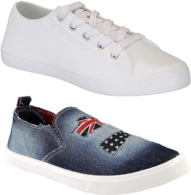 

Chevit Combo Pack of 2 Casual Shoes (Sneakers Shoes) Loafers For Men(Blue, White