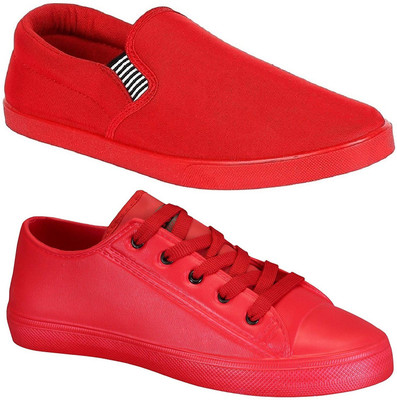 

Pexlo Combo Pack of 2 Casual Shoes (Loafers Shoes) Slip On Sneakers For Men(Red, Red