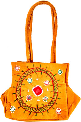 

Feel alive Women Casual Orange Cotton Hand-held Bag