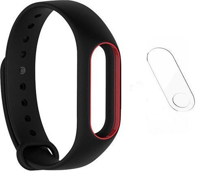 

Veronic Replacement Strap for Mi band HRX EDition and Mi band 2 Straps black color with screen protector Smart Band Strap(Black), Black red