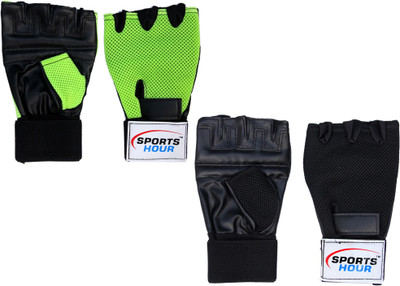 

Sportshour Green /Black Gym gloves (pack of 2 pair) Gym & Fitness Gloves (Free Size, Multicolor), Multiclour