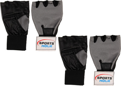

Sportshour Grey (pack of 2 pair) Gym & Fitness Gloves (Free Size, Grey, Black), Black;grey