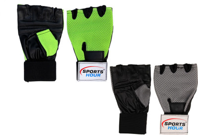 

Sportshour Grey / Green (pack of 2 pair) Gym & Fitness Gloves (Free Size, Multicolor)