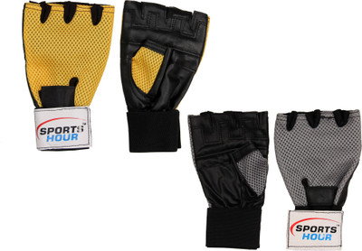 

Sportshour Grey / Yellow (pack of 2 pair) Gym & Fitness Gloves (Free Size, Multicolor)