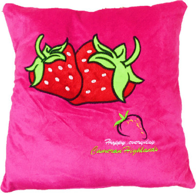 

CREATIVEVILLA CUTE PINK CHERRY DECORATIVE STUFFED SOFT PLUSH PILLOW CUSHION - 35 cm(Multicolor)