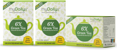 

myDaily 6X Green Tea for Effective Weight Loss. 6 times better with High Antioxidants (Pack of 3 - 75 sachets) Lemon Green Tea(75 Bags, Pouch)